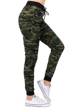 Women Camouflage Jogger Legging Camo Green Olive Polyester Workout Size Small