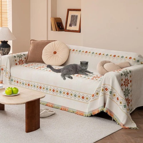 1PC Bohemia Chenille Sofa Cover All Seasons Sofa Slipcover Tassel Anti-cat Towel