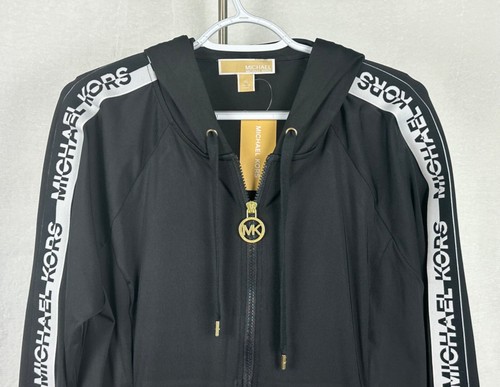 Michael Kors Mujer Logo Cinta Cremallera Sudadera con Capucha/Chaqueta Negra XL Nueva Con Etiqueta $195 - Imagen 3 de 19