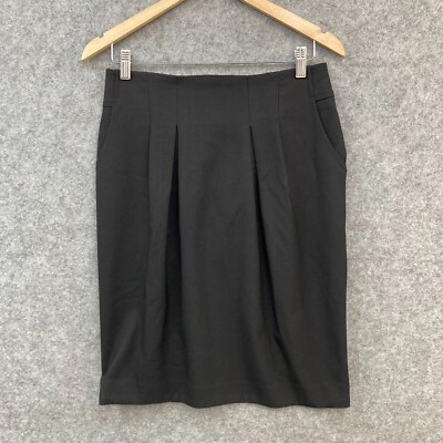 Satch Skirt Womens 10 Black Wool Blend Straight Pencil Lined Pockets 46616