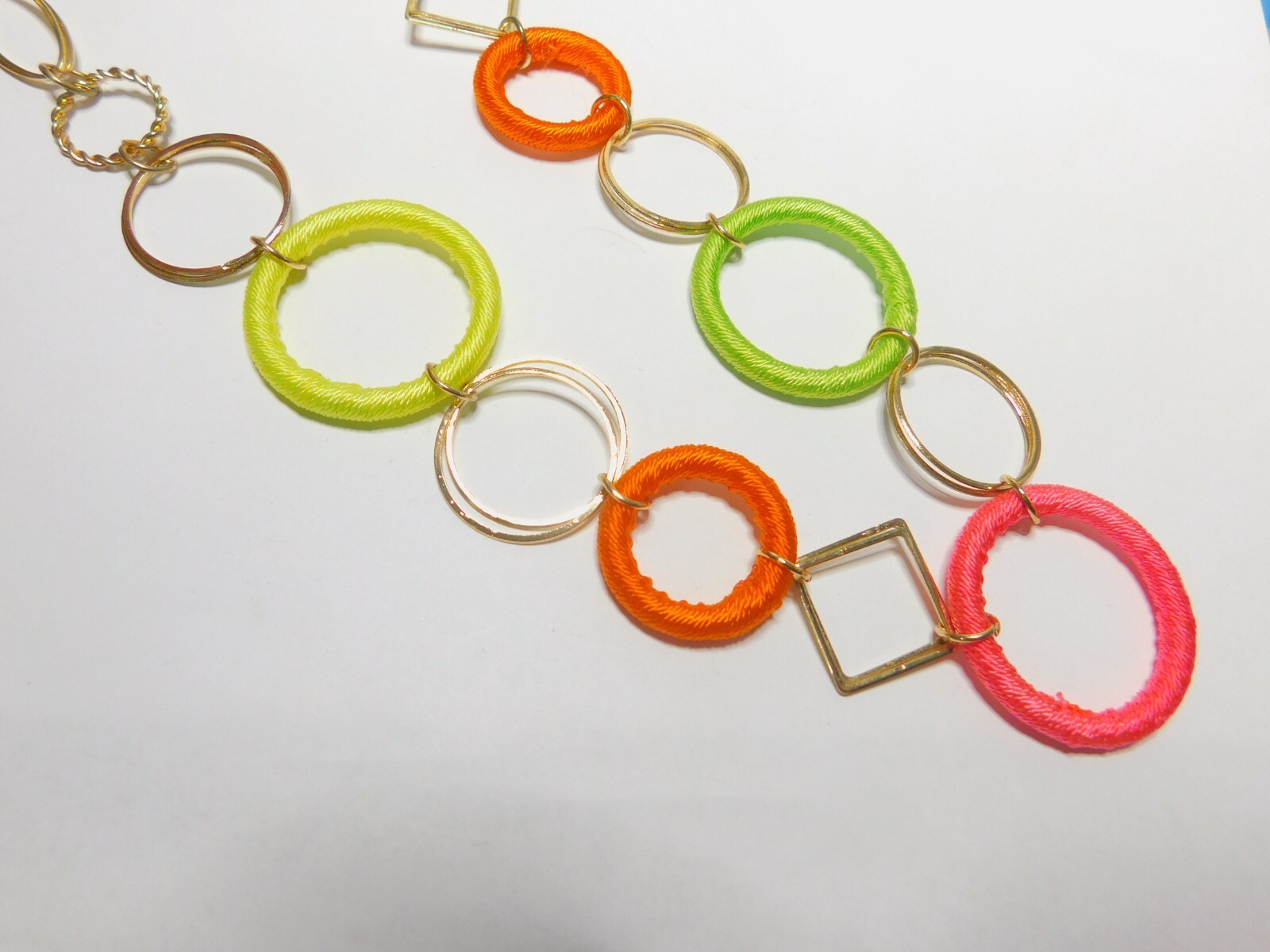Signed Icing Orange Pink Green String Wrapped Rin… - image 6