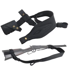 No Drill Set Leather Rifle Harnessed + Sling Loop + Gun Sling Hunting Shooting