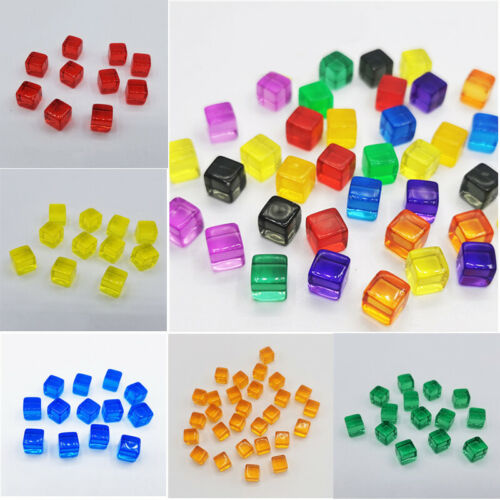 100 pièces acrylique blanc transparent cube coin carré dés jeu de société jouet bar pièce de fête - Photo 1 sur 24