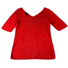 Talbots Womens Shirt Top Size XS Red Knit V Neck Front Back Fitted Casual