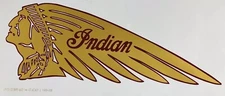 NOS INDIAN MOTORCYCLE GILROY 89-691 LEFT GAS TANK DECAL EMBLEM STICKER GOLD RED