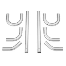 Universal 3" Custom Exhaust Tubing Mandrel Bend Pipe Straight U-Bend Kit 8Pieces