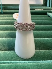 SIZE 6 WOMEN RING. PINK CUBIC ZIRCONE. RHODIUM PLATING. 5