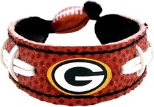 Green Bay Packers Brown w/White Laces NFL Football Bracelet by GameWear