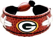 Green Bay Packers Brown w/White Laces NFL  Football Bracelet by GameWear