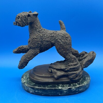 CHRIS BALDWIN LOST WAX BRONZE FIGURINE OF A KERRY BLUE TERRIER DOG, LT ED 1 / 50