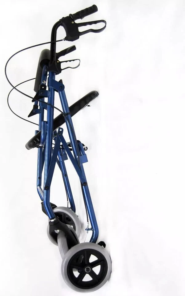 DEAMBULATORE ROLLATOR PIEGHEVOLE PER ANZIANI DISABILI CON SEDUTA CESTINO E FRENI - Immagine 3 di 4