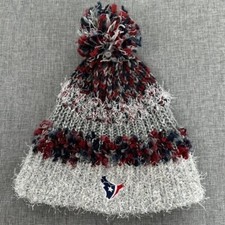 Pompom Houston Texans Knit Hat Fringe Red Black Gray Women's Sport Hat.