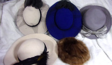 Vintage Lot of 5 Women's Hats I. Magnin Fur, Doeskin,Michael Howard, WPL 4384