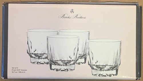 NIB Brooks Brothers 4 Prism Rocks Double Old Fashioned DOF Glasses 3.75” Tall - Picture 4 of 4