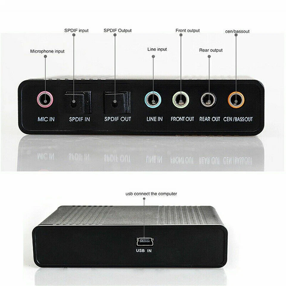Optical External 6 Channel 5.1 Audio Output Adapter Sound Card USB SPDIF for PC - Image 2 of 4