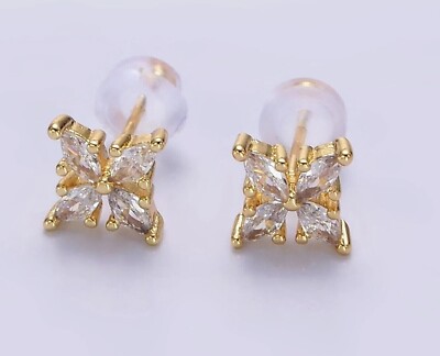Marquise Cut Simulated Diamond Women's Fancy Stud Earring 14K Yellow Gold Plated