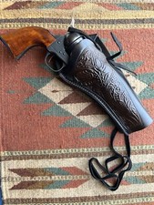 Western Cross Draw Holster Ft Colt SAA 1873 Ruger Vaquero 5.5" Floral Dark Brown