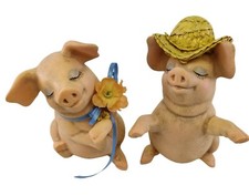 Anthropomorphic Ceramic Pig Figurines Lot of 2