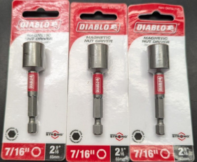 NEW DIABLO 3 Pc. Magnetic Nut Setter 7/16'' X 2-9/16'' long-F. Ship