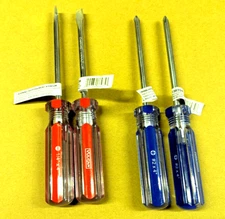 4 NEW  VULCAN Screwdrivers Slotted & Phillips -Color Coded - Free Ship