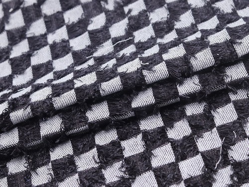 10 oz tissu denim à carreaux déchiré par mètre pour jeans fabrication de vêtements à faire soi-même - Photo 1/19