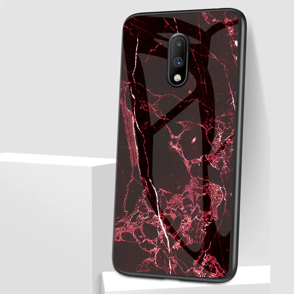 For OnePlus N200 9 8 7 Pro 7 6 5T Marble Tempered Glass Hybrid Hard Back Case - Image 4 of 4