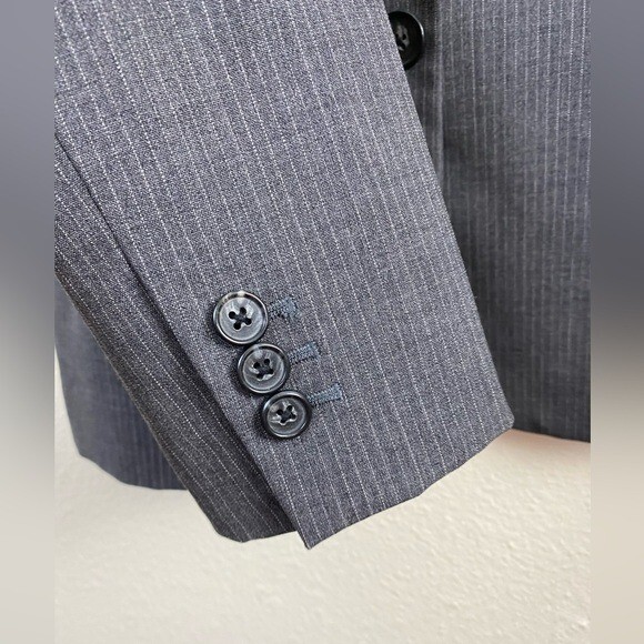 Banana Republic Gray Blazer Suit Jacket Womens Size 4 Stretch Pinstripe