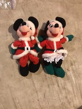 The Disney Store Christmas Mini Bean Bag Santa Mickey And Minnie Mouse 7  