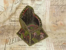 Antique Embroidered Sewing Caddy Victorian Pincushion Thread Holder Vtg Monogram