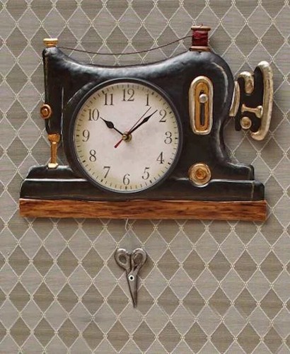 Pendulum Wall Clock Retro Sewing Machine Shaped Vintage Analog Time Piece Decor - Picture 10 of 10