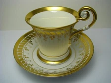 OLD PARIS PORCELAIN CUP & SAUCER ANTIQUE CHOCOLATE CUP & SAUCER "Bacchus" Excel