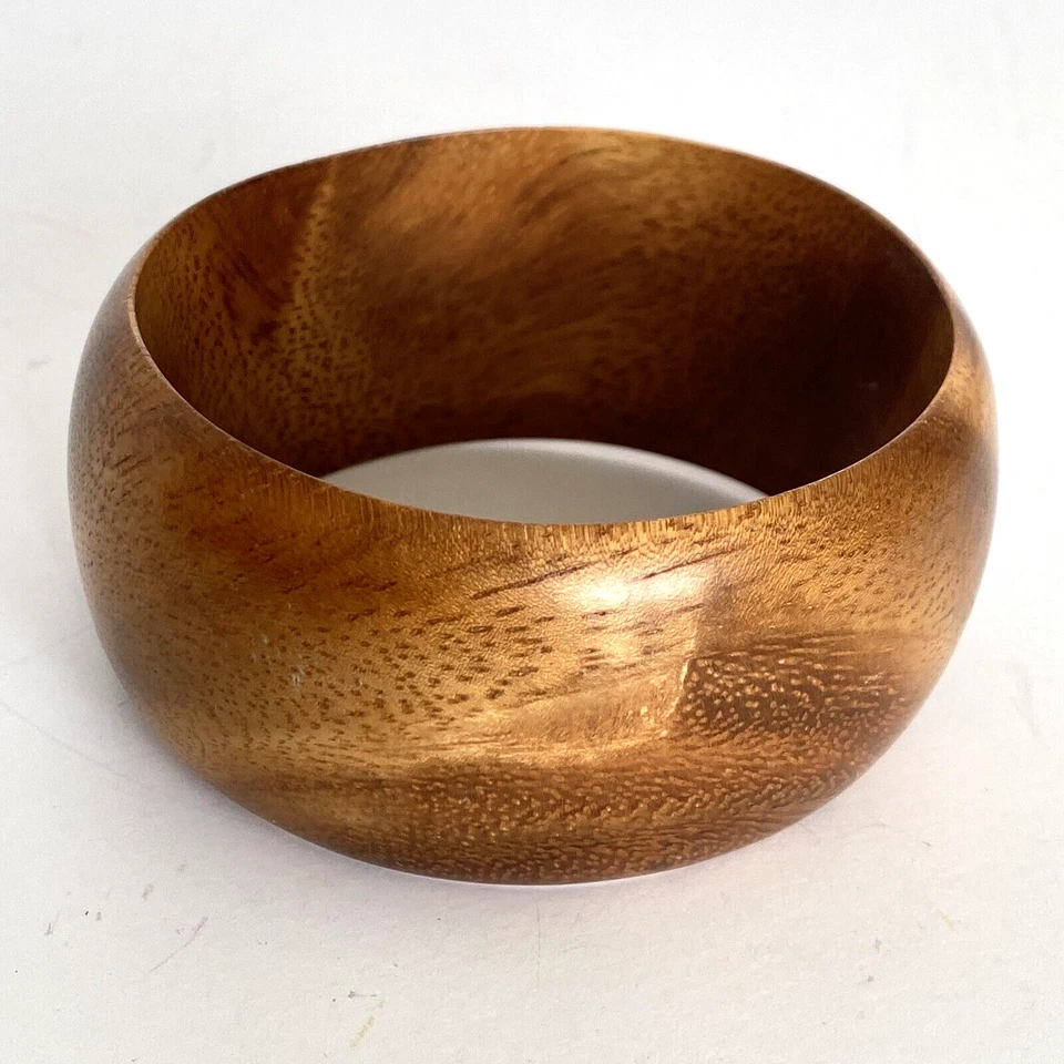 Brazalete grueso de madera maciza Funky pulsera de moda color miel 1,5 pulgadas de grosor 3 pulgadas de diámetro Foto 4 de 4