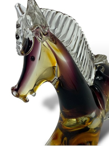 Vintage Murano Glass Horse 1950’s Laying Figurine Italy Venezia Amber Cenedese? - Picture 7 of 10