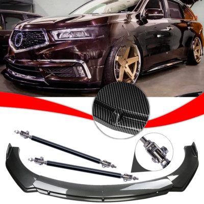 For Acura MDX Carbon Fiber Style Front Bumper Lip /Spoiler /Strut /Rods/