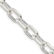 26" Sterling Silver 7.5mm Diamond-cut Long Link Cable Chain Necklace