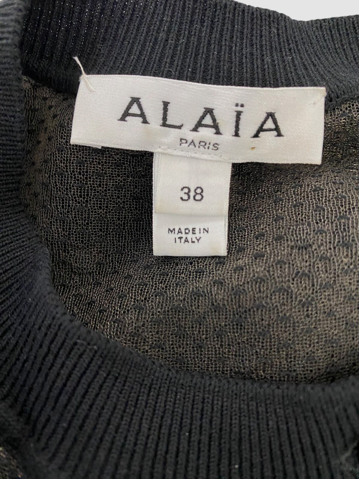 ALAÏA Women's Black Sheer Swiss Dot Cropped Cardigan Top Size 38 image 3