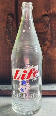 Life Brand Beverages Cedar Rapids Iowa Soda Bottle ACL Graphics 26 Oz. 