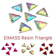 Triangle Shape EIMASS® Sew or Glue on Resin Crystals, Flat Back Gems for Costume