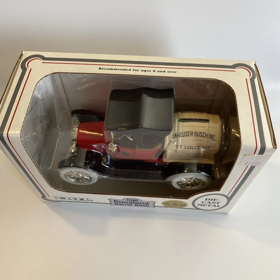 Vintage ERTL Die Cast Beer Truck Bank 1918 Runabout Barrel Anheuser Busch NOS - Image 3 of 4
