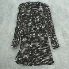 Madewell Shirt Dress Women Medium Black Polka Dot Button Front Pockets Black