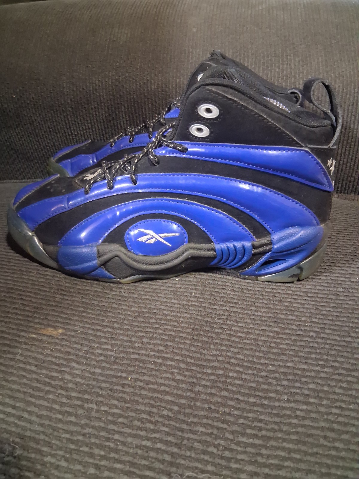 Reebok Shoes Mens 6 Womens 7.5 Shaqnosis OG Black Blue Shaq Attaq Sneakers