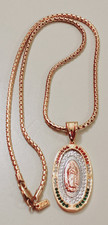 Collar Oro Virgen María Guadalupe Colgante Medalla Cadena Ovalada Joyería Religiosa