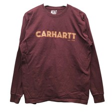 Carhartt T-Shirt Men Small Long Sleeve Loose Fit Crew Neck Maroon 105422 PRT