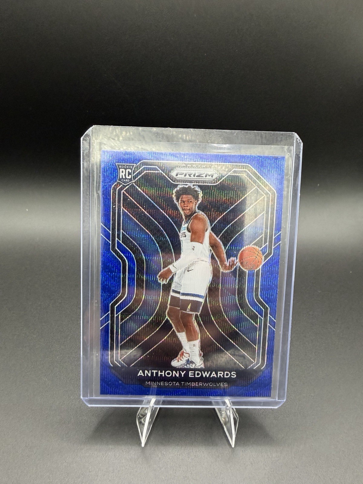 2020-21 Panini Prizm Anthony Edwards #258 Blue Wave Prizm Rookie Card