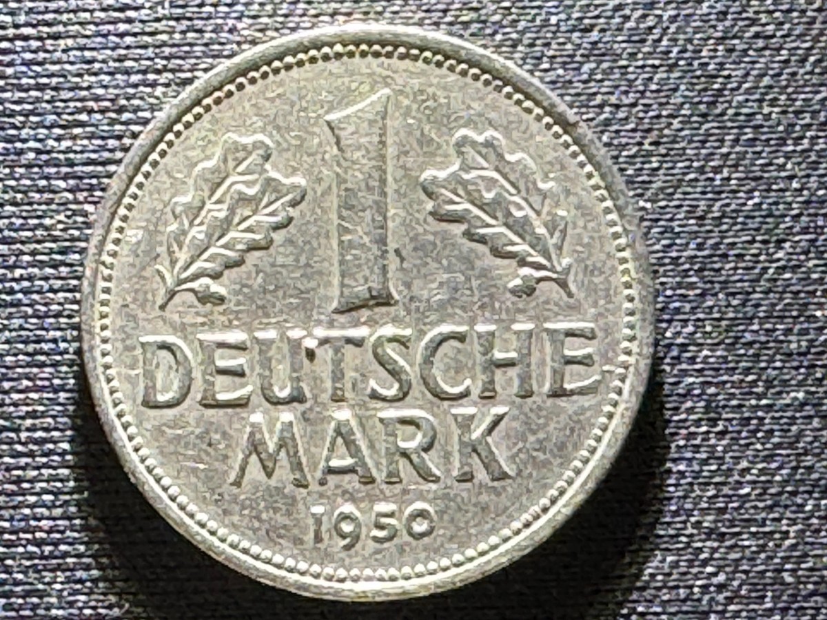 1950 F German 1 Deutsche Mark Coin, Bundesrepublik