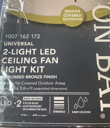 Hampton Bay 2-Light Oil Rubbed Bronze Ceiling Fan Moon LED Light Kit- 9.6” Diam - Picture 8 of 12