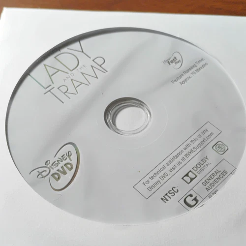 Disney Lady and the Tramp DVD Movie Disc Only, G, 76 Min, NTSC