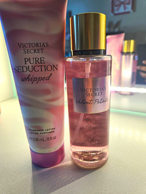 Victoria's Secret Pure Seduction Lotion 8oz + Velvet Petals Mist 8.4oz Set