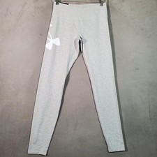 Under Armour Leggings Womens S Gray Logo Full Length High Waist Active Run NEW