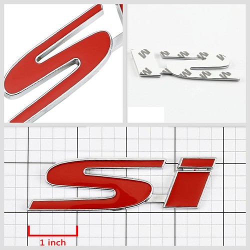 Chrome Emblems 2.3L Metal Grill Emblem Badge - Polished Chrome & Red, 4mm Thick Trunk Decal | Speed Daddy Custom Car Trim Rt Front Grill Badge - Foto 9